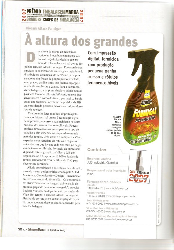 Reportagem do Prêmio EmbalagemMarca 2007 sobre o case de impressão digital em pequena tiragem