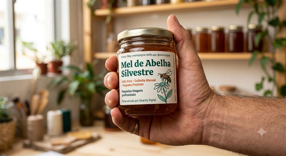 Rótulo para mel de abelha artesanal, pequena tiragem